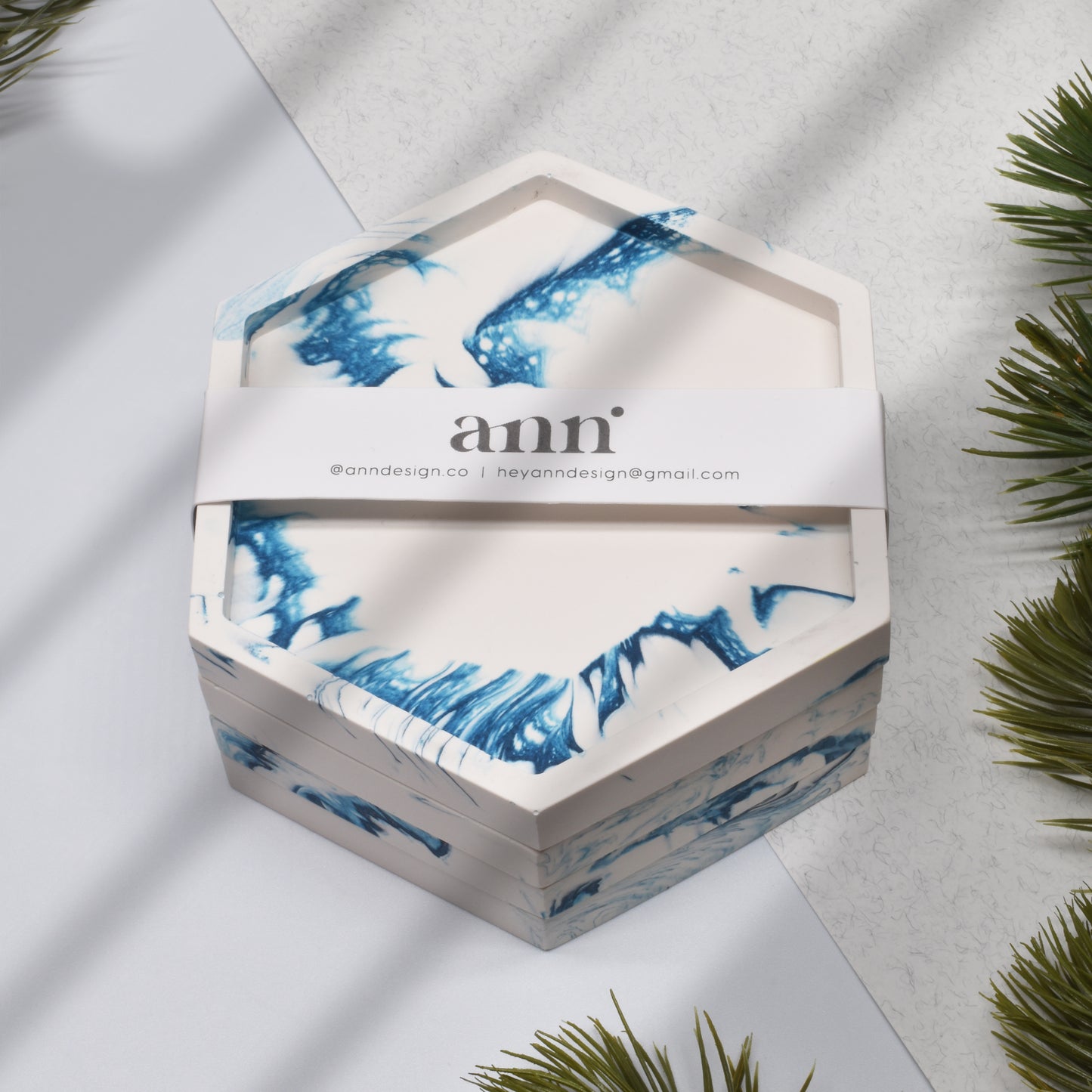 Hexagonal Trays (x4) - Marble
